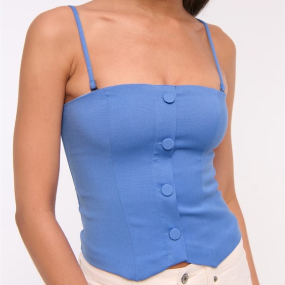 NWT Abercrombie & Fitch Strapless Cropped Tailored Vest preppy quiet luxury - Picture 4 of 10